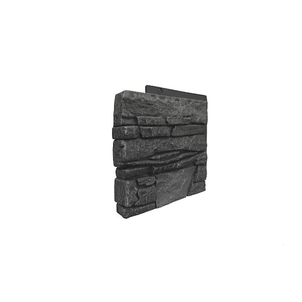 GenStone Stacked Stone Iron Ore 12 in. x 1.375 in. x 12 in. Faux Stone Siding Left Corner Panel