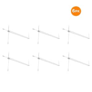 6-Pack 3.5 ft. 65-Watt White Workshop LED Linkable Shop Light with Pull Chain 6200 Lumens 120V Bright White 4000K