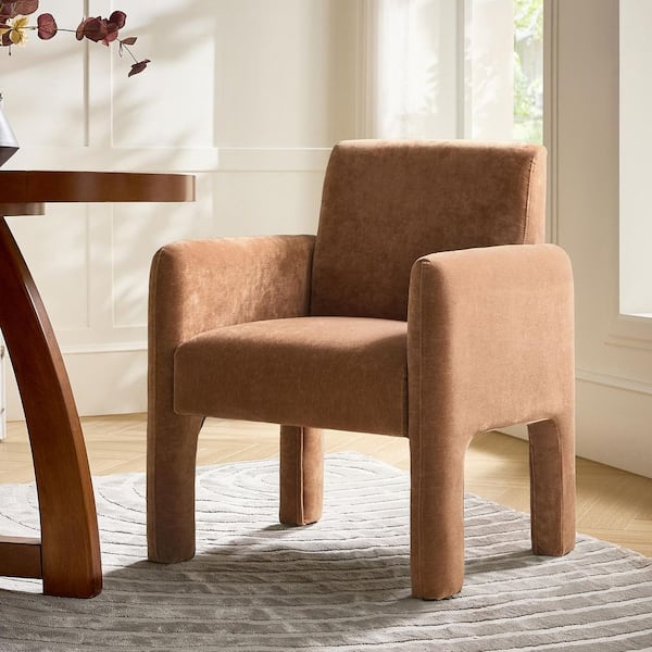 Novia Caramel Polyester Dining Chair with Wood Frame