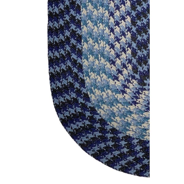 Alpine Braid Collection Navy Stripe 88" x 112" 100% Polypropylene Reversible Indoor Area Rug