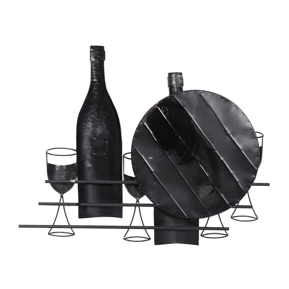 Copper Metal Wine Wall Sculpture with Glasses and Bottles