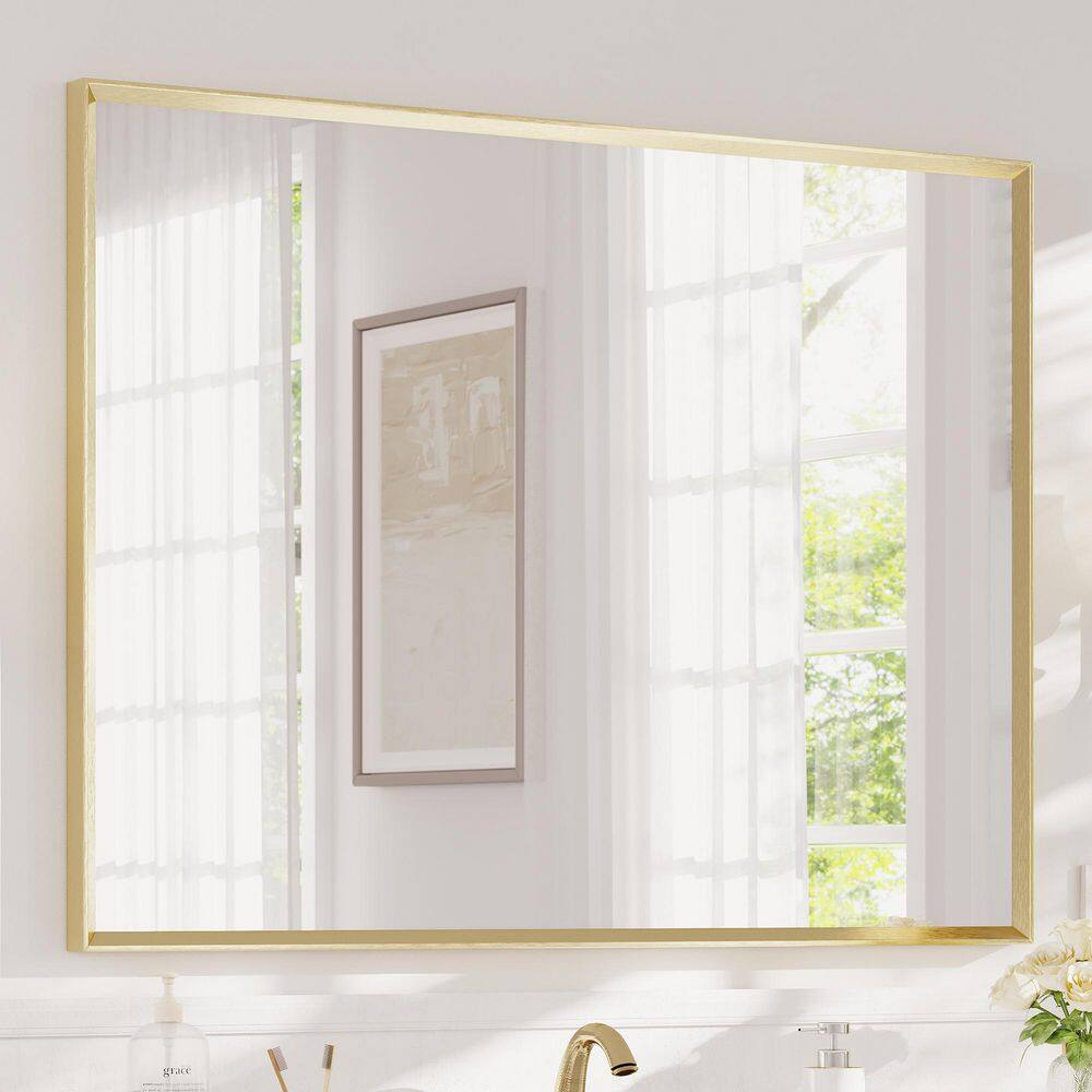 36 in. H x 48 in. W Rectangle Aluminum Framed Mirrors for Bathroom Wall, Gold price history on PriceWatchPro