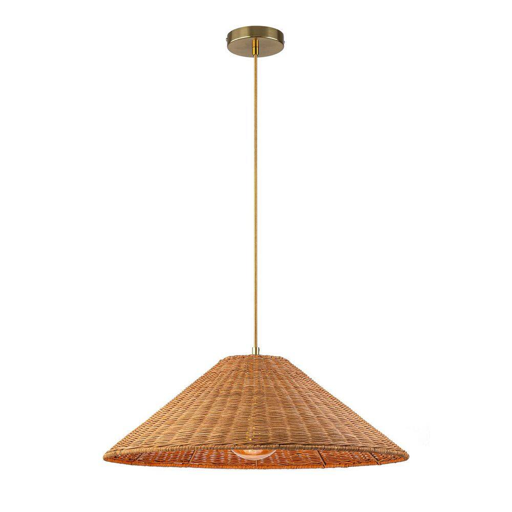 Carter 23.6 in. 1-Light Natural Rattan Cone Pendant Chandelier price history on PriceWatchPro