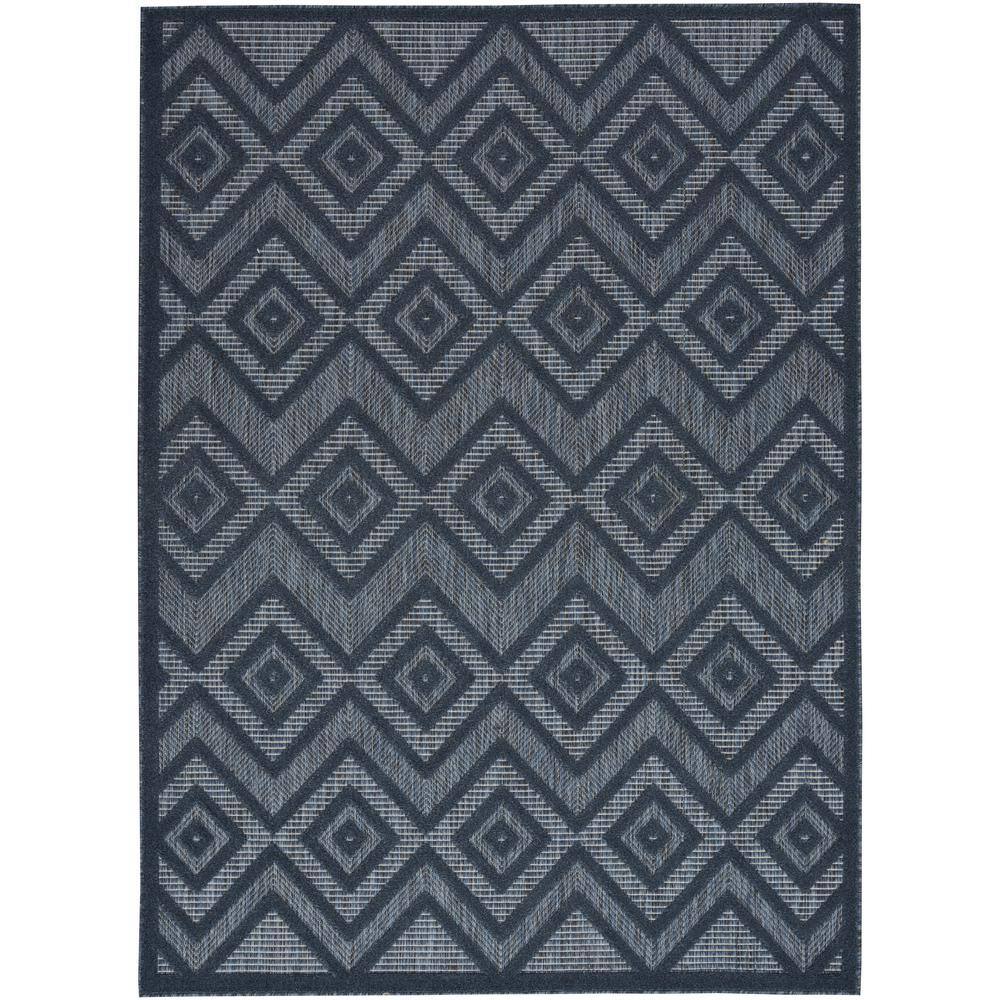 Nourison Versatile Navy Blue 5 ft. x 7 ft. Geometric Contemporary ...