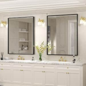 30 in. W x 36 in. H Rectangular Aluminum Alloy Framed and Tempered Glass Wall Bathroom Vanity Mirror in Matte Black