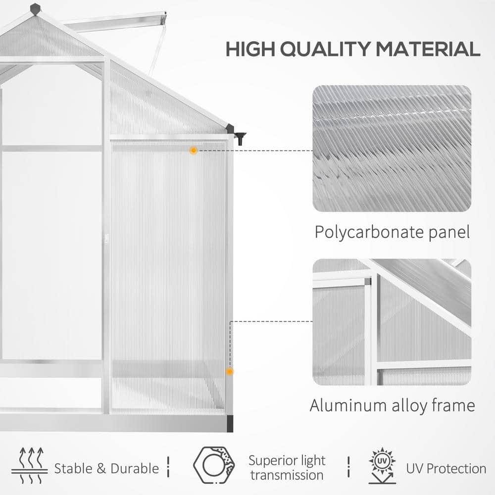Outsunny 8' x 6' Clear Polycarbonate Walk-In Greenhouse