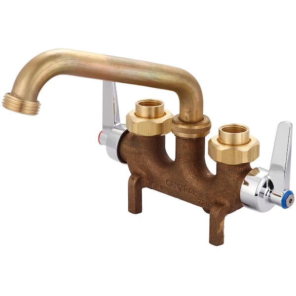 Central Brass 2-Handle Centerset Laundry Utility Faucet in Rough Brass