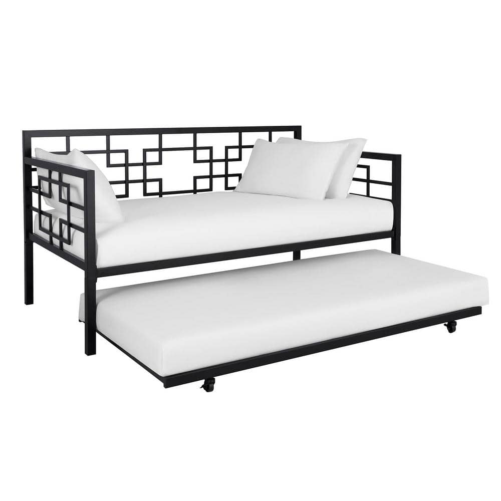 DHP Giada Black Metal Twin Daybed with Trundle DE61286 - The Home Depot