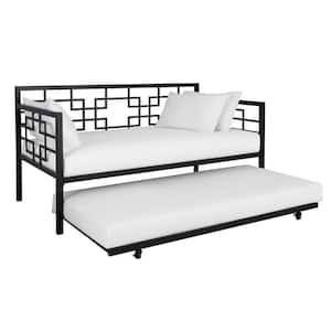 Giada Black Metal Twin Daybed with Trundle