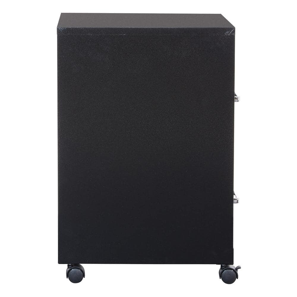 Black Mobile 2-Drawer Lockable Metal File Cabinet
