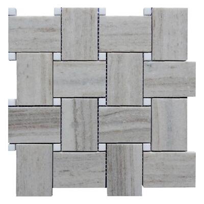 Mirage 11 in. x 11 in. Polished Light Beige, Soft Gray Marble Mosaic Wall and Floor Tile (4.13 sq ft/case)-5 Pack