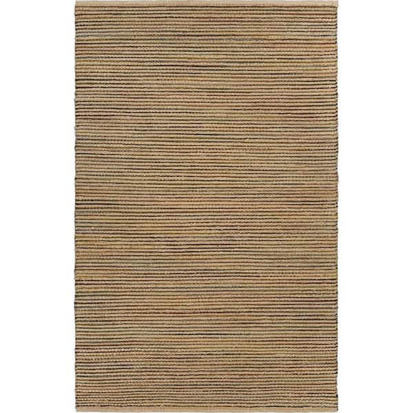 Classic Natural Fiber Beige 5 ft. x 7 ft. 9 in. Striped Jute Area Rug