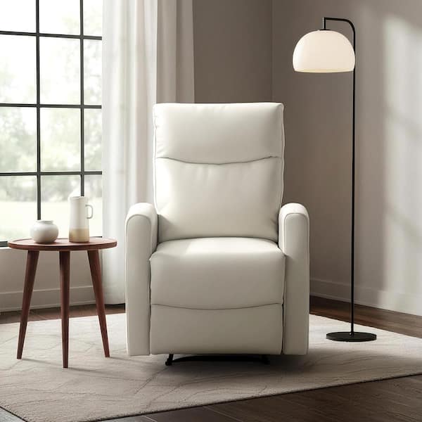 Lazzara Everton Beige Faux Leather Wall Hugger Manual Recliner