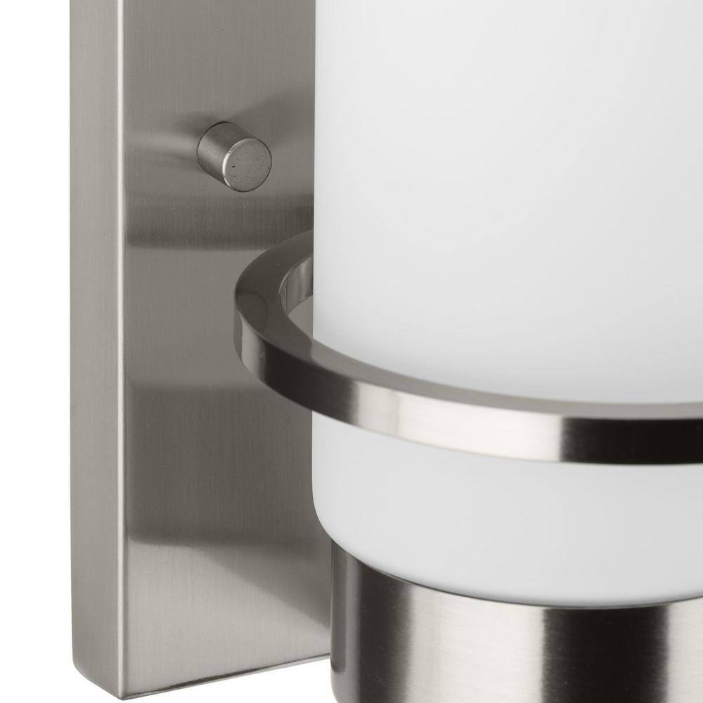 Brushed Nickel Cylinder Vanity Light with Etched Glass Shade