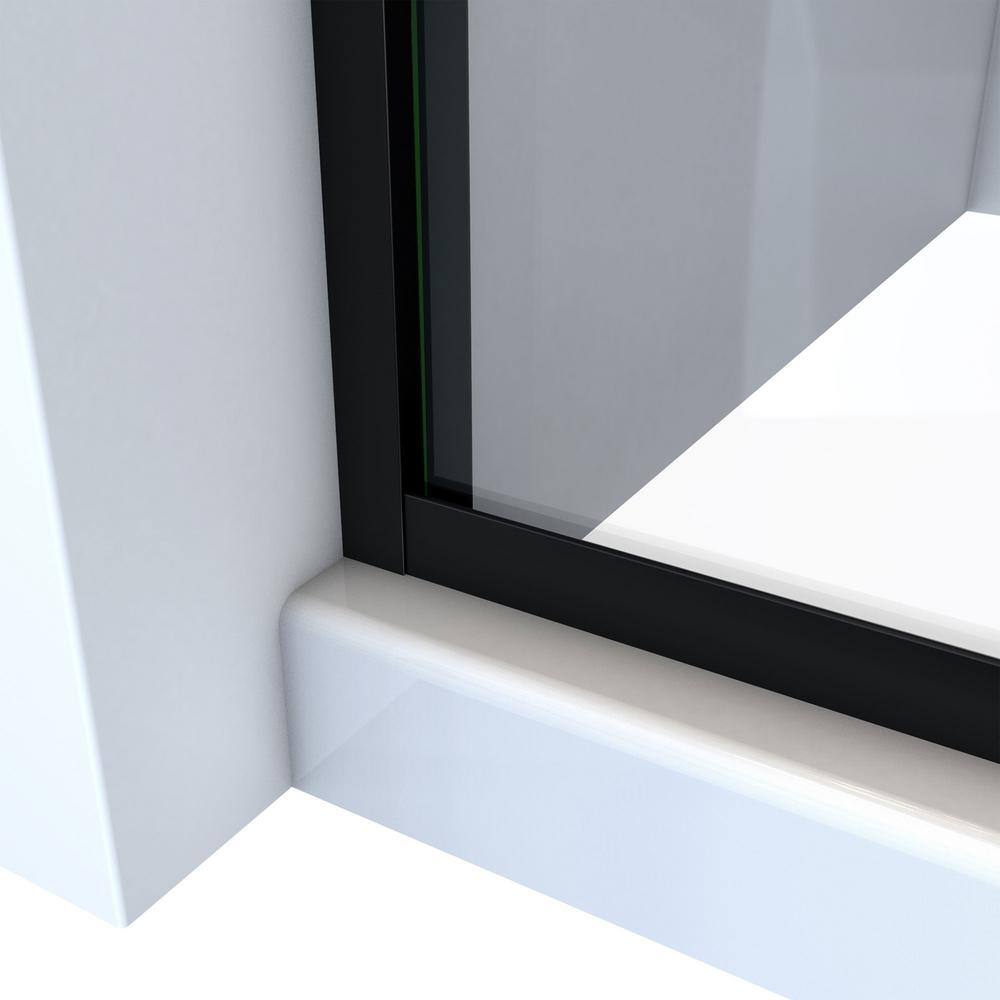 Matte Black Semi-Frameless Sliding Shower Door with Clear Glass