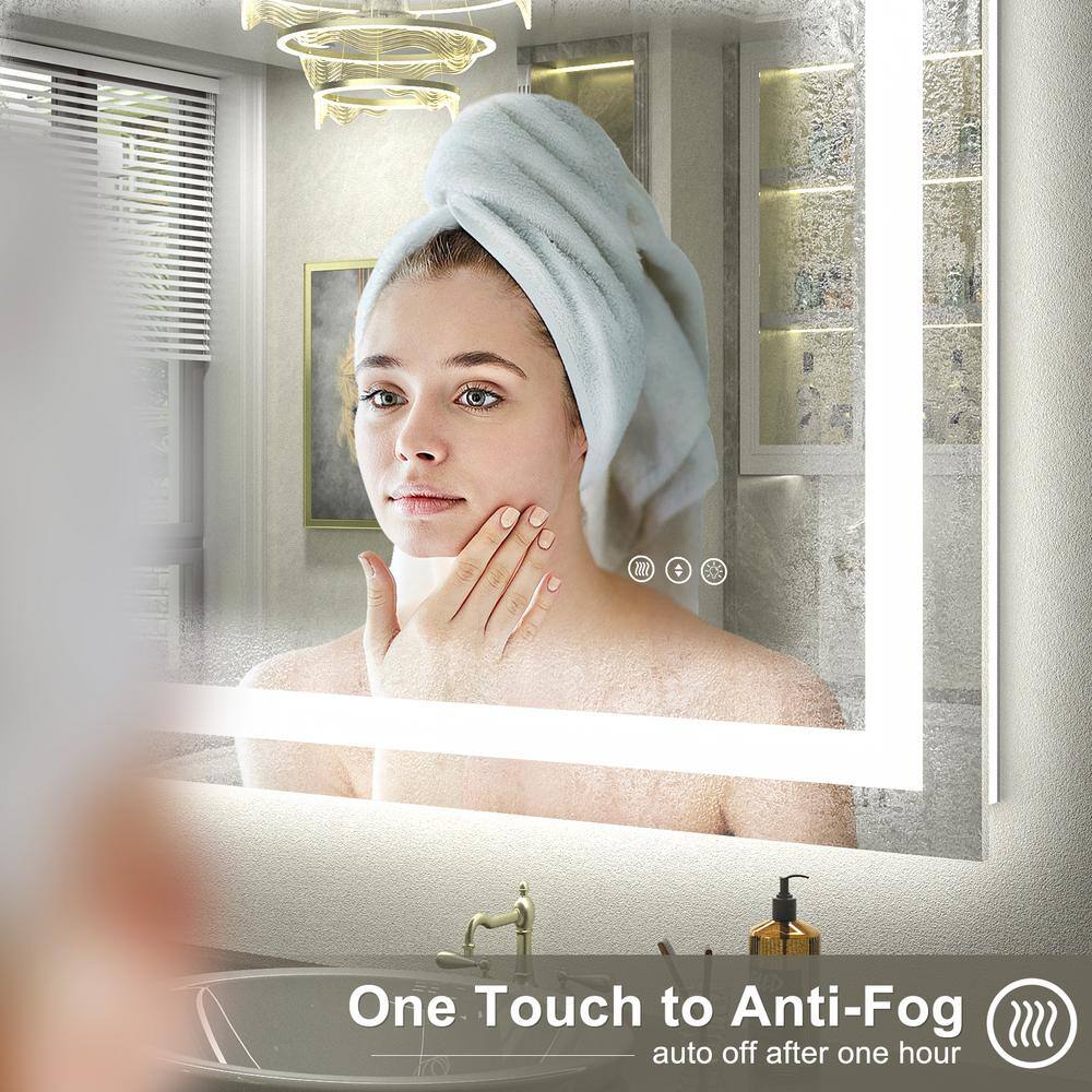 Oversized Frameless Rectangular LED Vanity Mirror with Anti-Fog