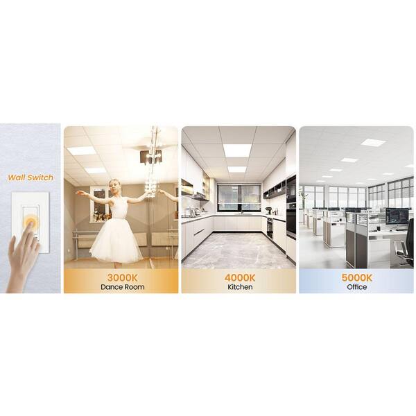  Light プレミアムホワイト 3個セット AIKVSXER 2 ft. x 2 ft. 4400 Lumen White Integrated LED Panel Light