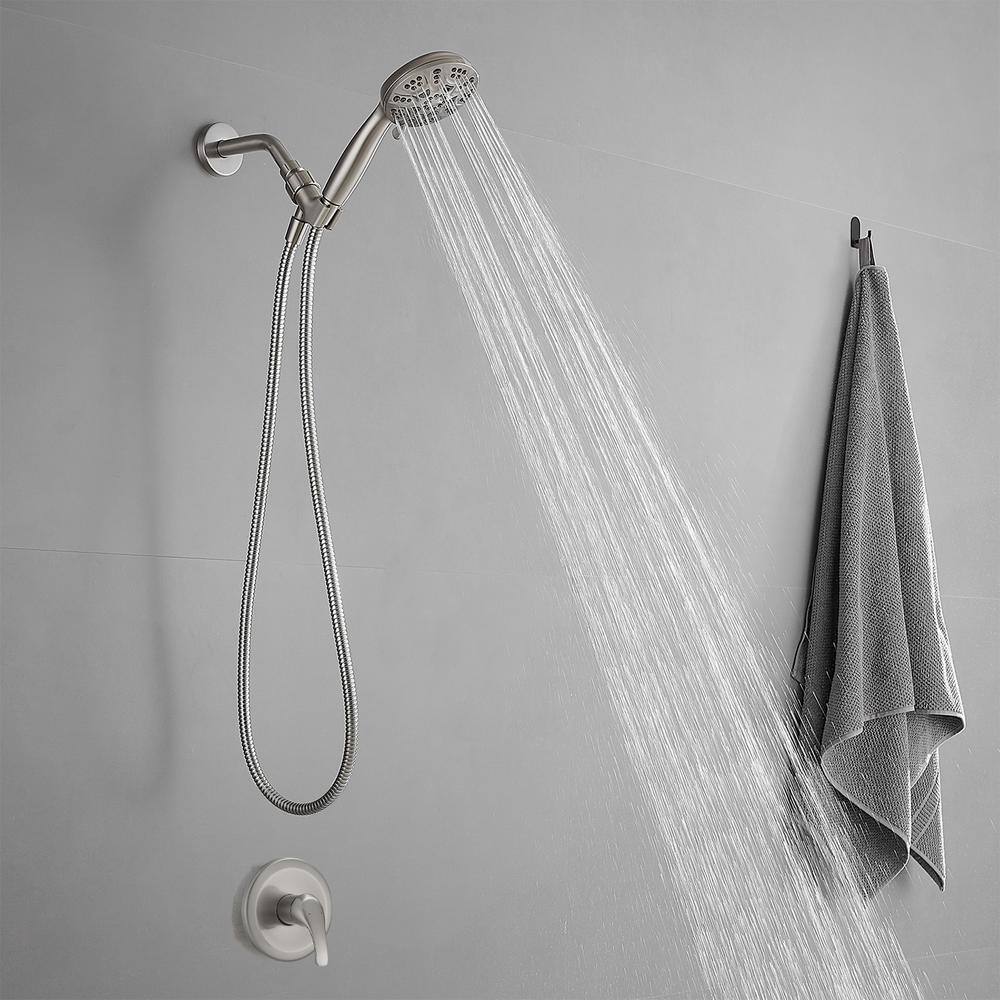 Brushed Nickel Single-Handle 6-Spray Shower Faucet Set with Handheld Shower Head