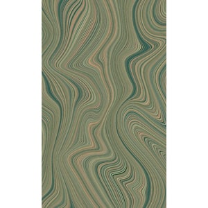 Smaragd Green Abstract Geometric Curve Lines Print Non Woven Non-Pasted Textured Wallpaper 57 Sq. Ft.