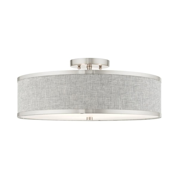 Livex Lighting Park Ridge 3 Light Brushed Nickel Semi Flush Mount