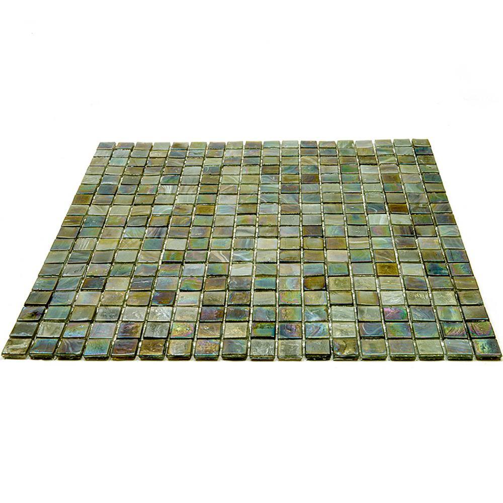 Skosh Glossy Green and Brown Glass Mosaic Tile