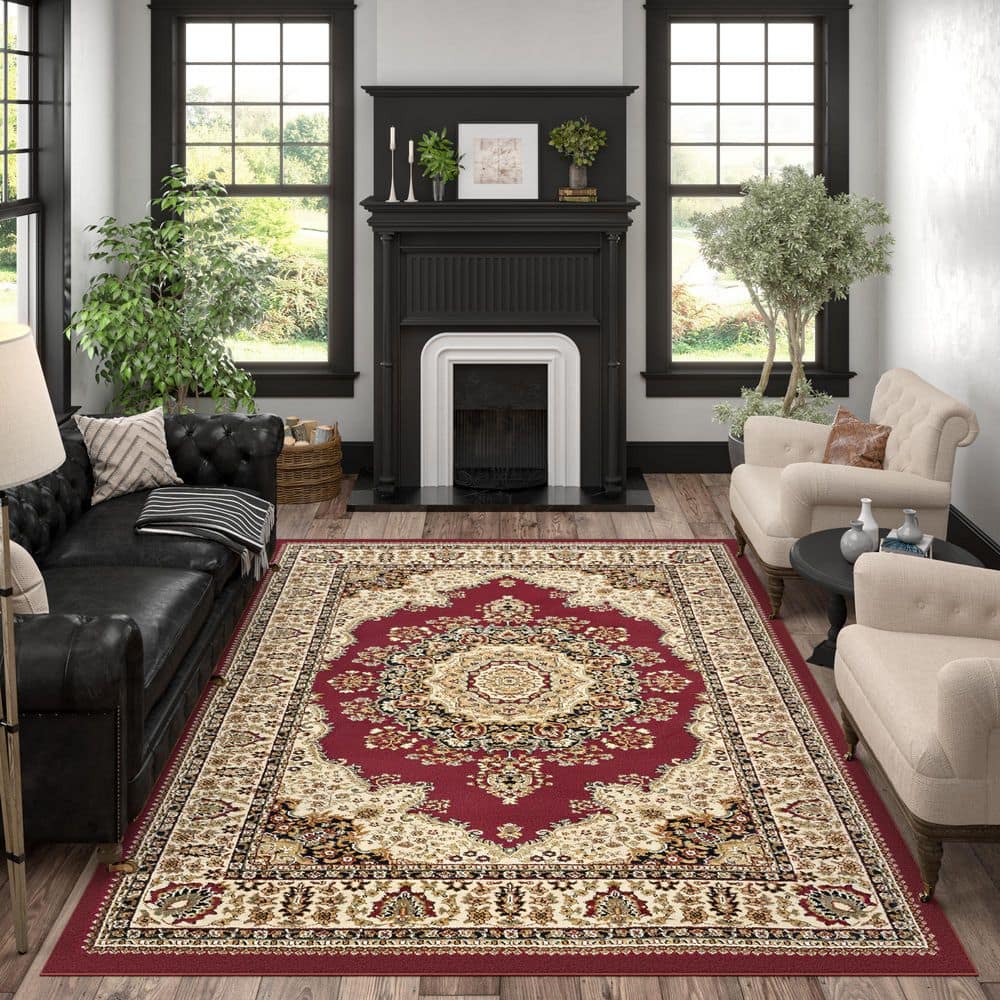 Sensation Red 9 ft. x 12 ft. Traditional Area Rug - thumbnail 2