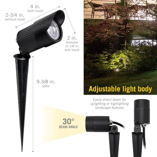 LEONLITE 6W Well Lights Landscape LED In Ground, Shielded Top, 12-24V AC/DC, ETL Listed, IP67, Aluminum, CRI 90 3000K, Black, Pack Of 6