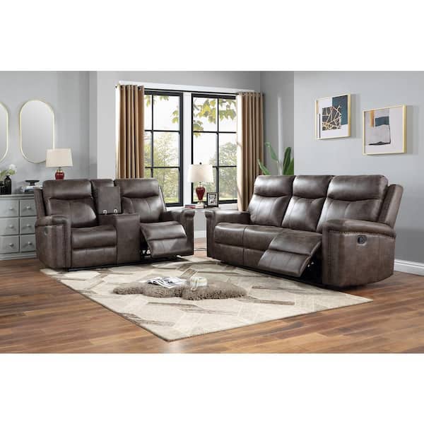 New Classic Furniture Quade 2-Piece Mocha Polyester Fabric Manual Living Room Set