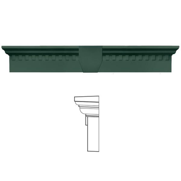 Builders Edge 6 in. x 33 5/8 in. Classic Dentil Window Header with Keystone in 028 Forest Green
