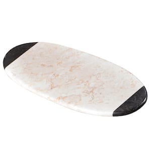 20 in. x 8 in. Natural 2-Tone Marble Oval Serving Board