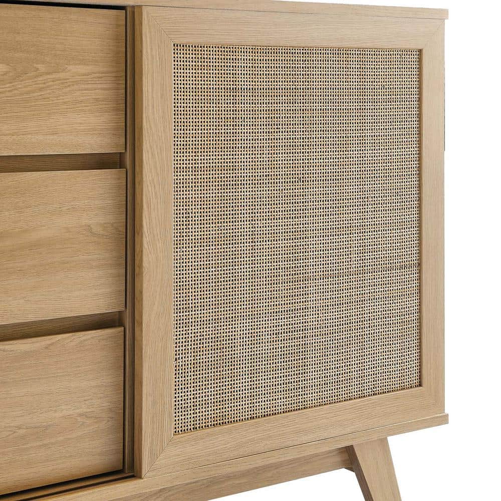 Soma 59" Oak Sideboard with Rattan Sliding Doors