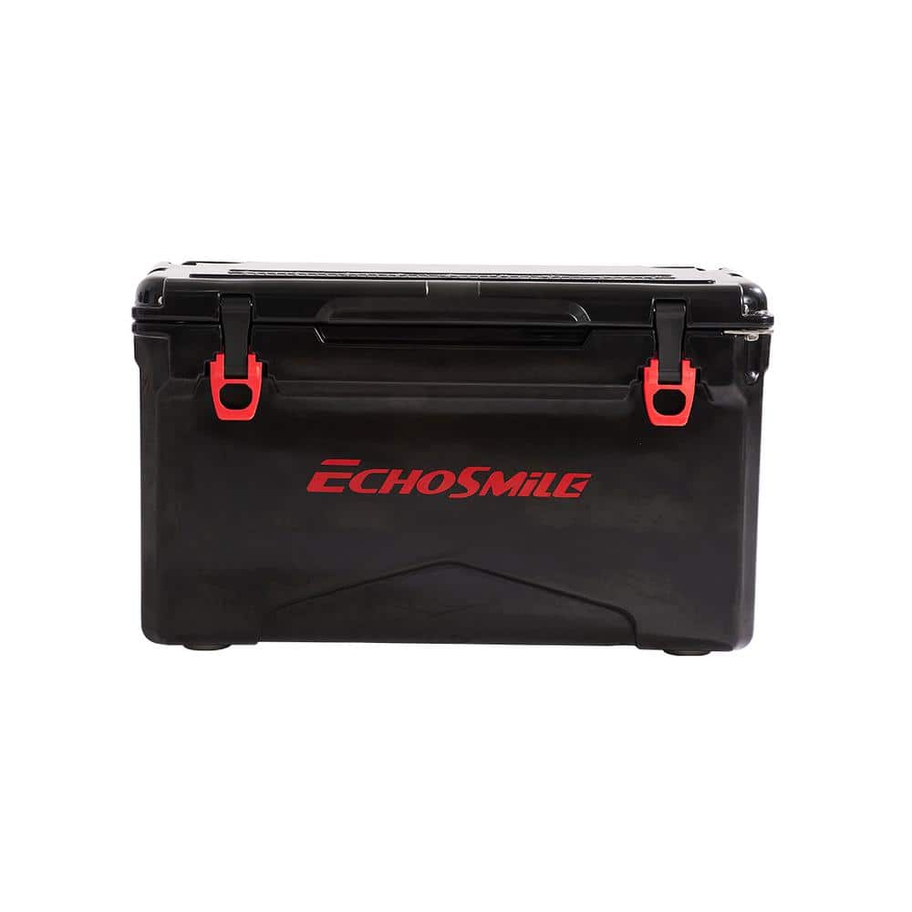 30 qt. Black and Red Outdoor Portable Camping Cooler Insulated Box with Hea