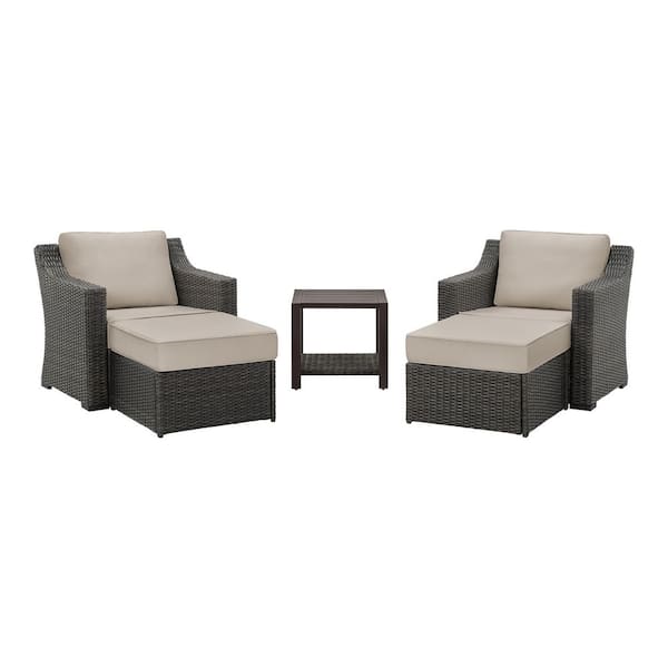 Blackwell 5-Piece Wicker Patio Conversation Set with CushionGuard Warm Stone Cushions