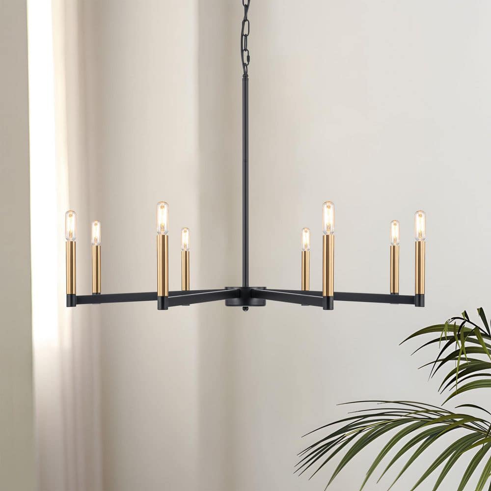 8-Light Modern Black and Gold Chandelier, Farmhouse Candle Pendant Lighting Fixturefor Dining Room Living Room Kitchen price history on PriceWatchPro