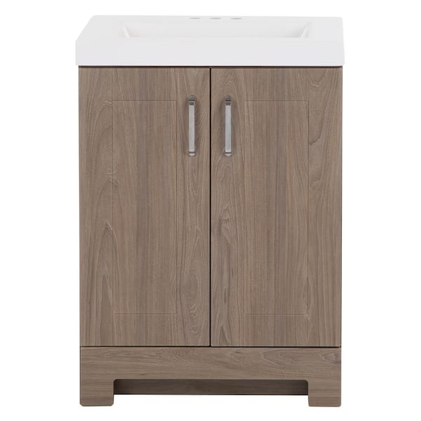 Starkville 25 in. Single Sink Elm Dark Bath Vanity with White Cultured Marble Top (Assembled)