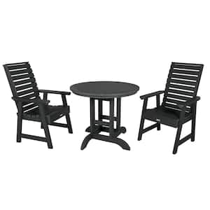 Weatherly Weathered Acorn 3-Piece Recycled Plastic Round Outdoor Dining Set