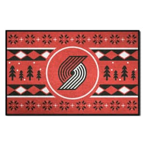 Portland Trail Blazers Holiday Sweater Red 1.5 ft. x 2.5 ft. Starter Area Rug