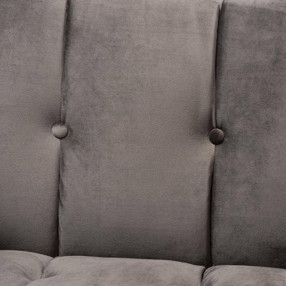 Luxe Grey Velvet Armchair with Gold Metal Frame