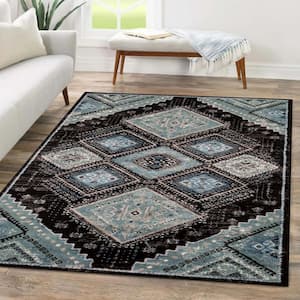 Poway Black/Grey 5 ft. x 8 ft. Geometric Medallion Indoor Area Rug