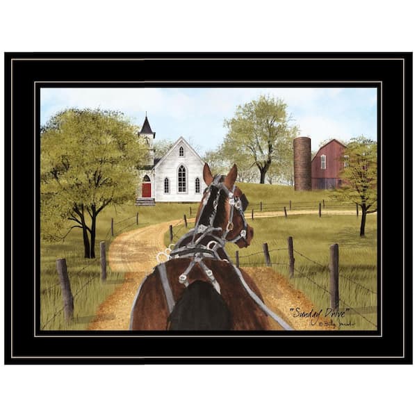 Charlie Amish on Sunday Drive 1-Piece Framed Wall Art 15 in. x 19 in.