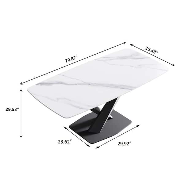 J&E Home 70.87 in. Rectangle White and Black Sintered Stone