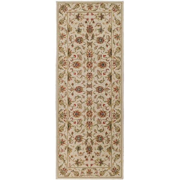 Chelsea Ivory 3 ft. x 10 ft. Floral Speckled Border Runner Rug