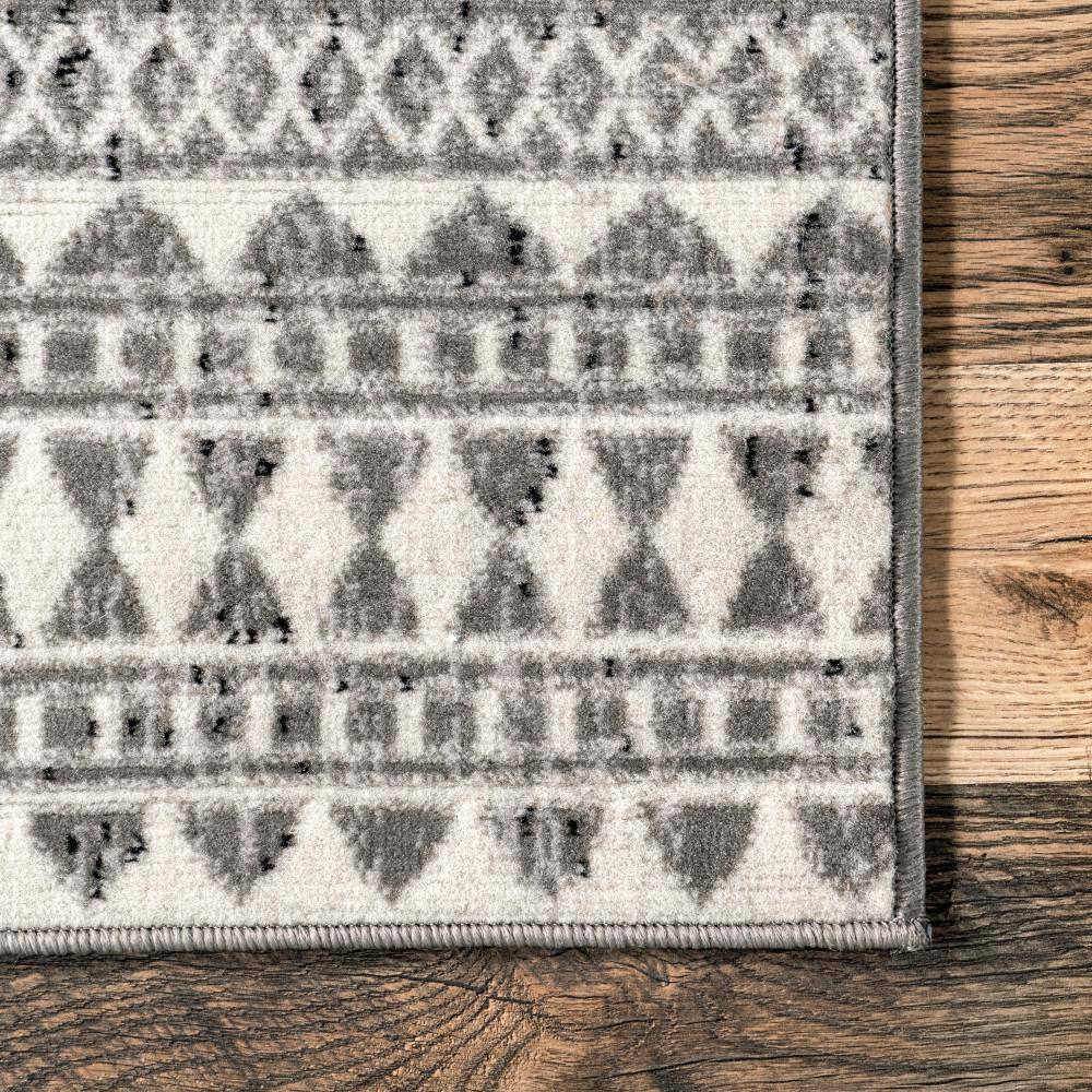Reversible Gray Geometric 8' x 10' Synthetic Area Rug