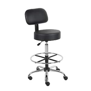 Black Vinyl Task Counter Stool with Back Rest and Seat Height Adjustment