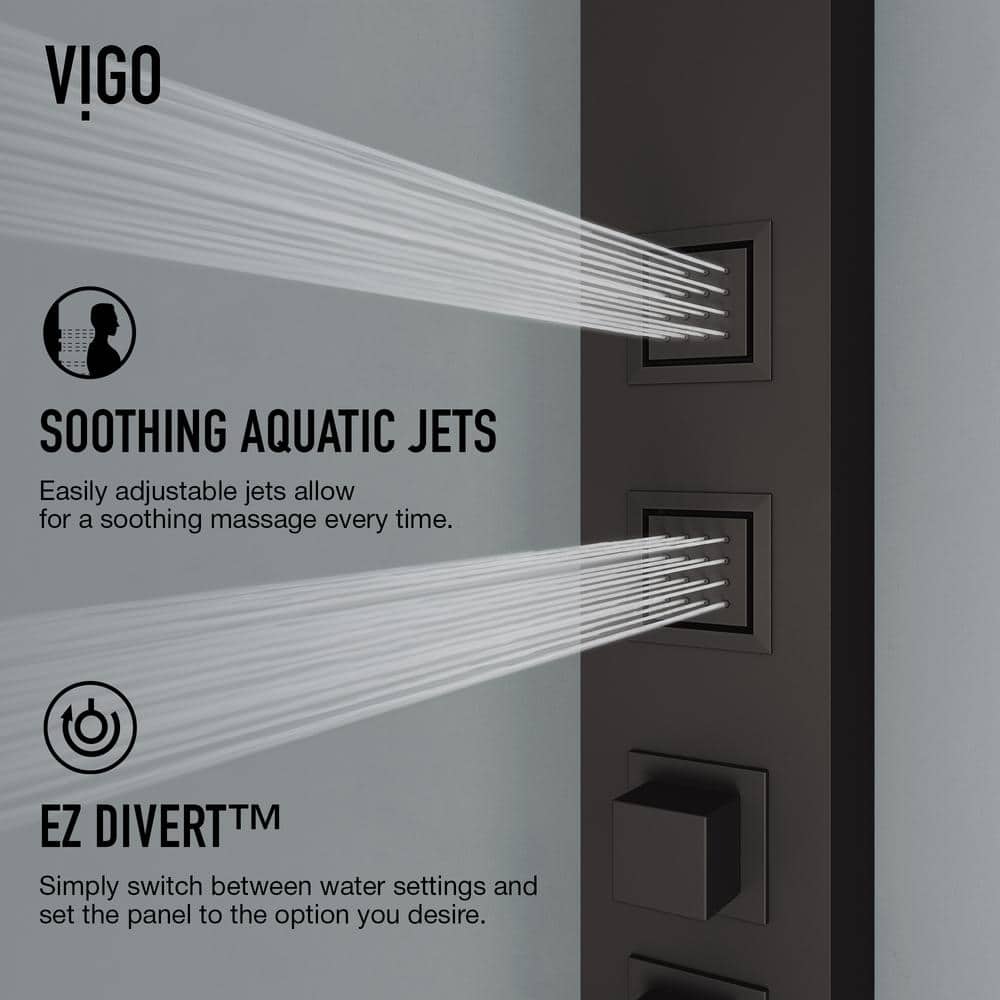 Bowery Matte Black 58" Shower Panel with Hand Shower