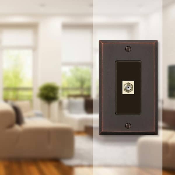 Manhattan 1 Gang Coax Metal Wall Plate - Aged Bronze