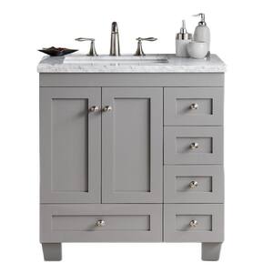 Acclaim 30 in. W x 22 in. D x 34 in. H Vanity in Grey with Carrara Marble Vanity Top in White with White Basin