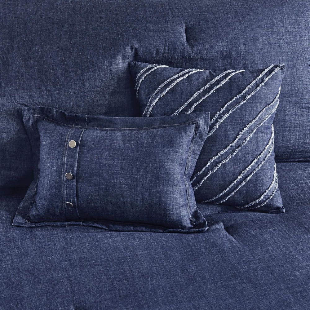 Perry Twin Blue Cotton Denim Comforter Set