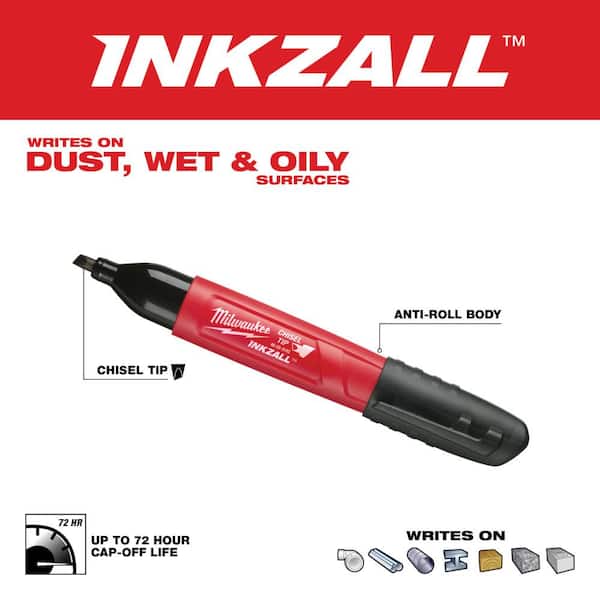 INKZALL Black Chisel Tip Jobsite Permanent Marker