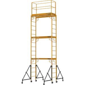 Rolling Scaffolding Tower, 3-Story Baker Scaffolding with Outriggers, Guard Rail, Scaffolding Platform